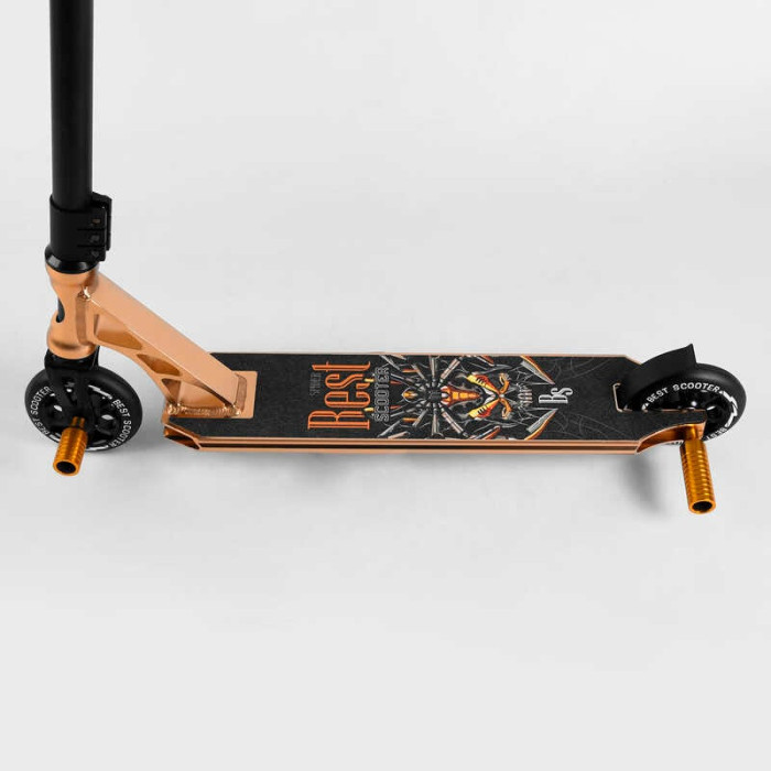 Самокат трюковый 55084 Best Scooter HIC-система ПЕГИ алюминиевый диск и дека АНОДИРОВАННАЯ ПОКРАСКА колёса PU d=110мм ширина руля - 60 см Best Scooter