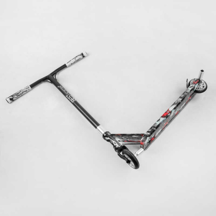 Самокат трюковый Best Scooter BS-77101 HIC-система ПЕГИ алюминиевый диск и дека с ПРИНТОМ колёса PU d=110мм ширина руля - 60 см Best Scooter
