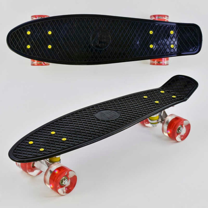 Скейт Пенни борд 0990 Best Board ЧЕРНЫЙ доска=55см колеса PU со светом диаметр 6см Best Board