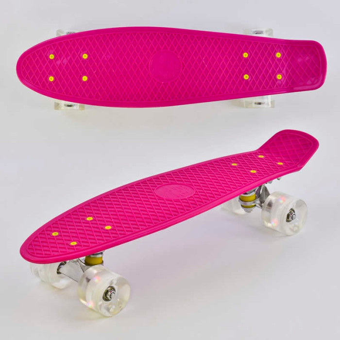 Скейт Пенни борд 9090 Best Board МАЛИНОВЫЙ доска=55см колёса PU со светом диаметр 6см Best Board