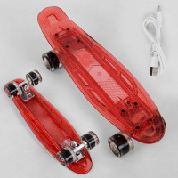 Скейт Пенни борд S-30966 Best Board прозрачная дека со светом колёса PU со светом зарядка USB Best Board