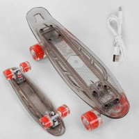 Скейт Пенни борд S-40133 Best Board прозрачная дека со светом колёса PU со светом зарядка USB Best Board