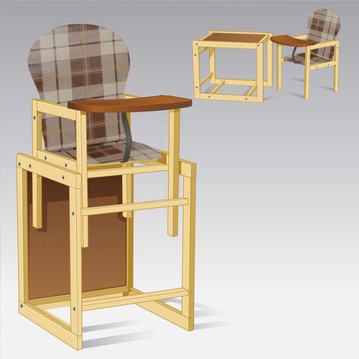 Стільчик великий №1215 Клітка коричнева - ТМ Мася Мася