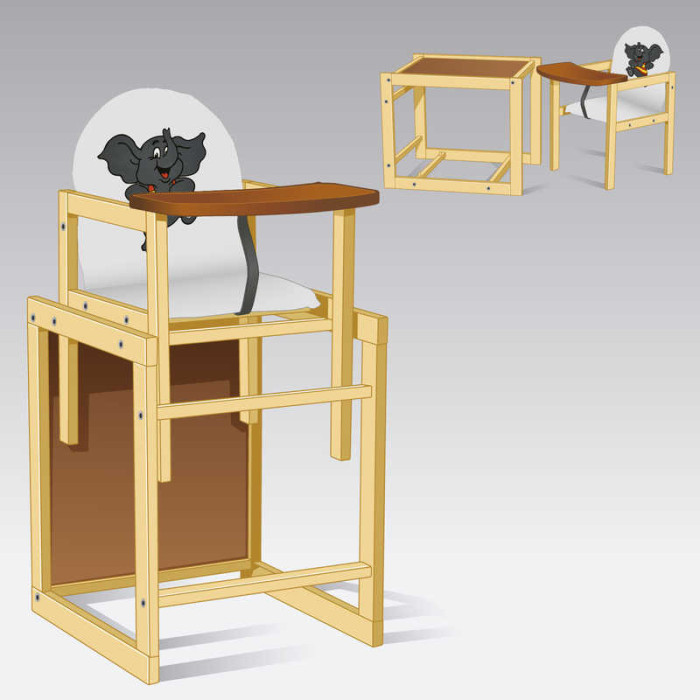 Стільчик кожзам №2016 - Слоник - колір БІЛИЙ ТМ Мася Мася