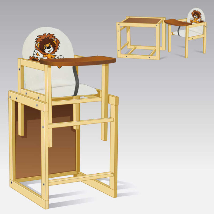 Стільчик шкірзам №2014 - Лев - колір БІЛИЙ ТМ Мася