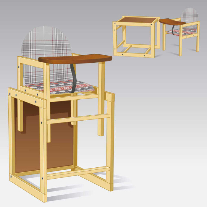 Стільчик малий №1120 Абстракція колір сіро-червоний ТМ Мася Мася