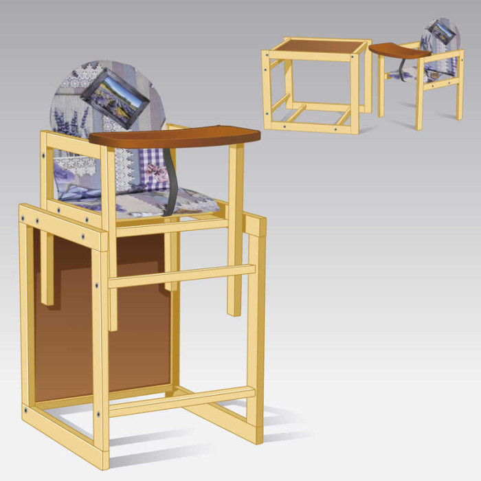 Стільчик малий №1121 Абстракіція сердечка колір фіолетовий ТМ Мася Мася