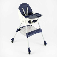 Стільчик для годування Toti FR- 20516 сталева конструкція матеріал тканини PU знімний столик опускна спинка 4 колеса Toti