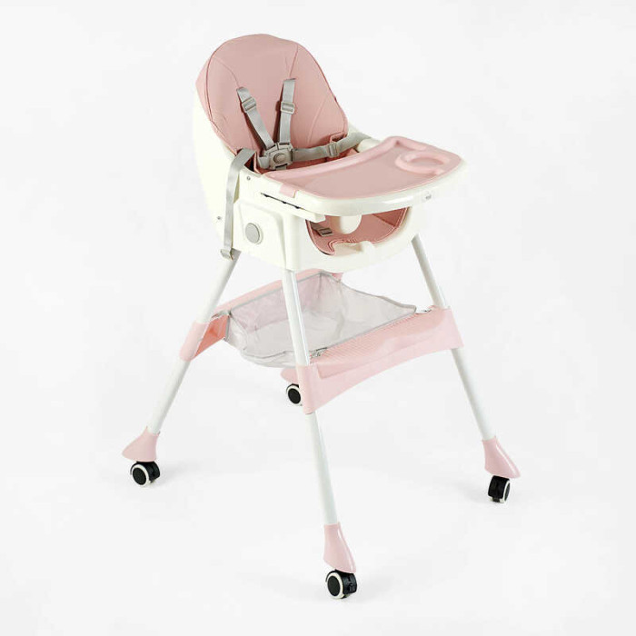 Стільчик для годування Toti FR- 30608 сталева конструкція матеріал тканини PU знімний столик опускна спинка 4 колеса Toti