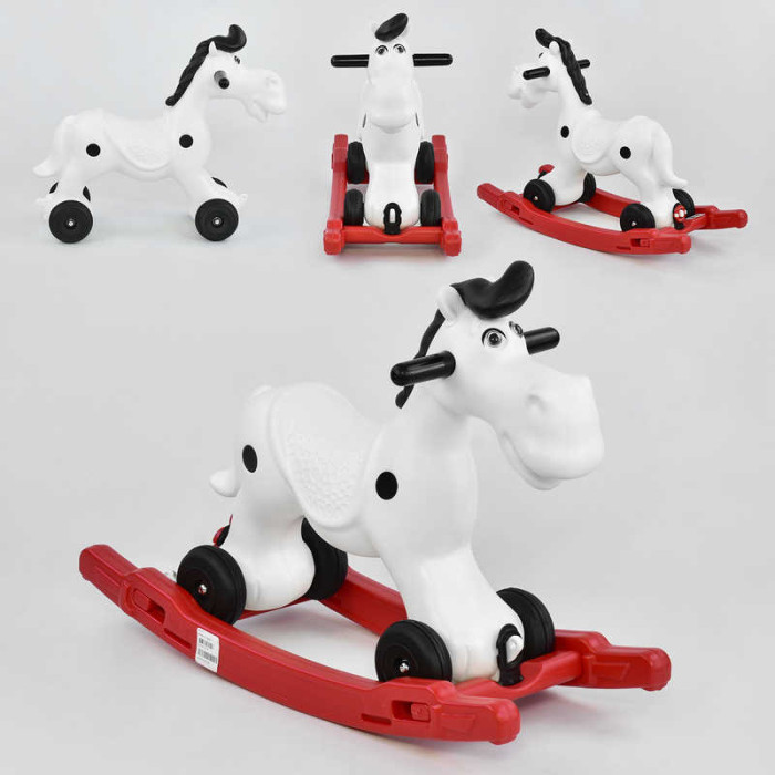 Качалка-каталка 2 в1 Конячка Pilsan 07-914 ЧОРНІ РУЧКИ знімний піддон на коліщатках Pilsan