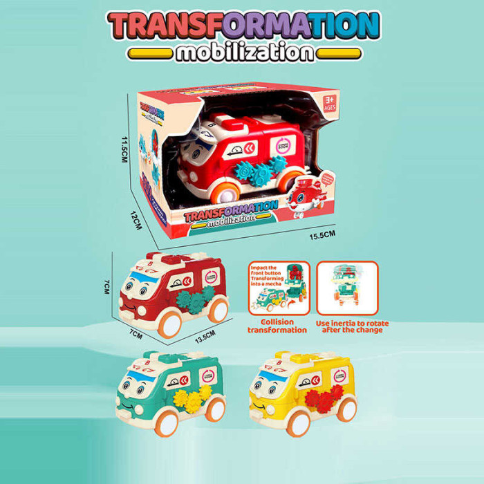 Машина-трансформер 8606 3 кольори інерція трансформується гумові колеса в коробці ТІЛЬКИ МІКС ВИДІВ
