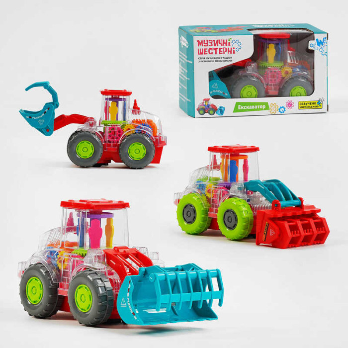 Екскаватор на батарейках 17095 WToys ОЗВУЧУВАННЯ УКРАЇНСЬКОЮ МОВОЮ 2 види шестерні пісня підсвічування автоматичний рух WToys